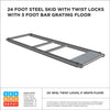 Skid – 24′ With Twistlock & Bar Grating 3′ One End