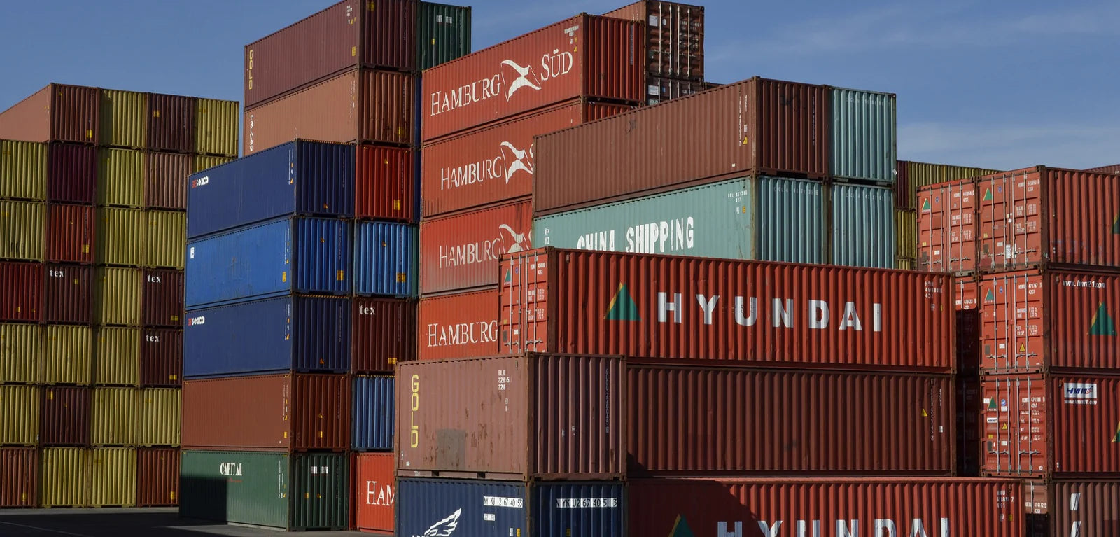 Seabox Depot homepage banner showcasing shipping containers and services